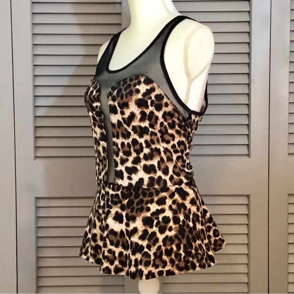 Love J Vintage Leopard Print Peplum Top - Picture 3 of 5